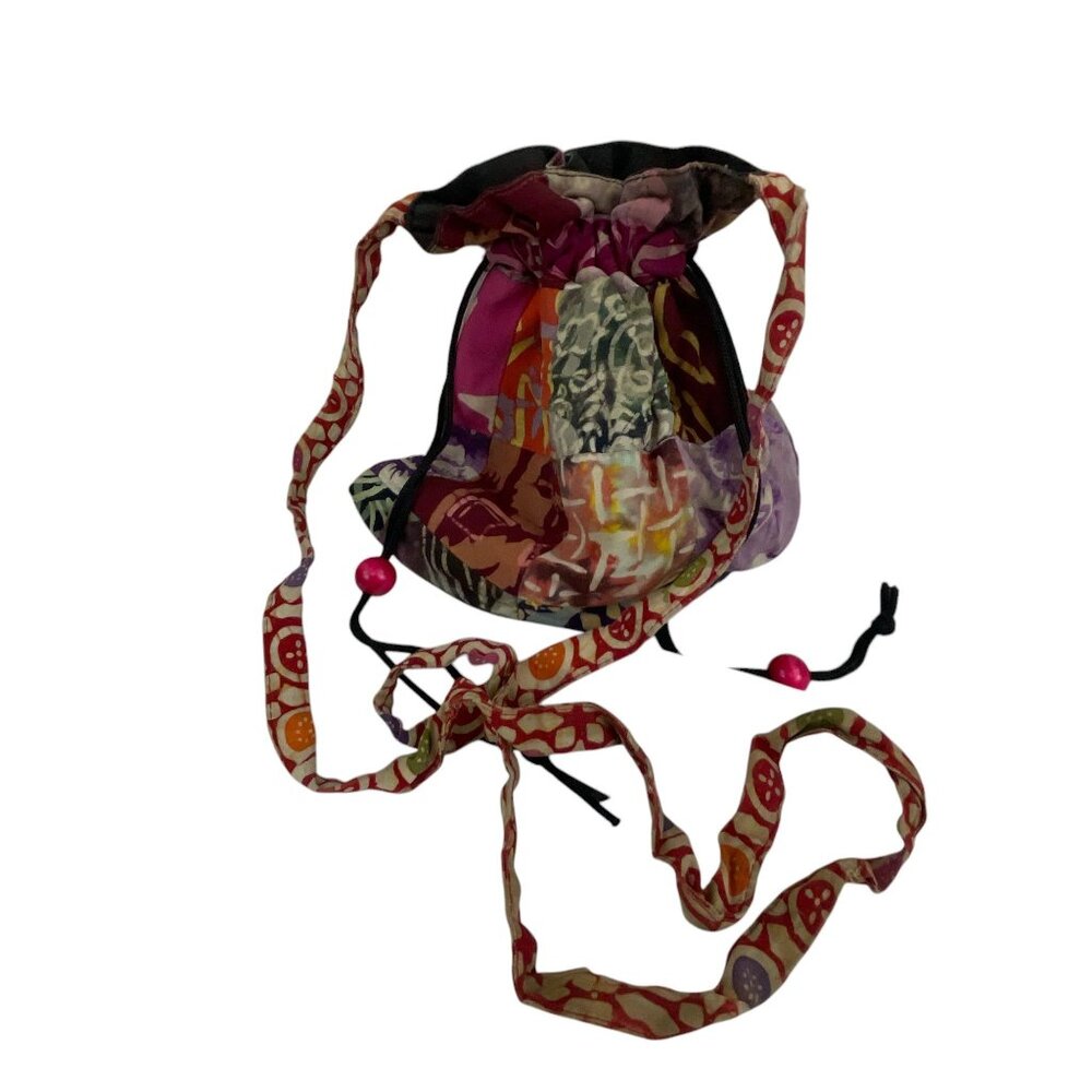 Handcrafted Patchwork Drawstring Pouch Colorful B… - image 8